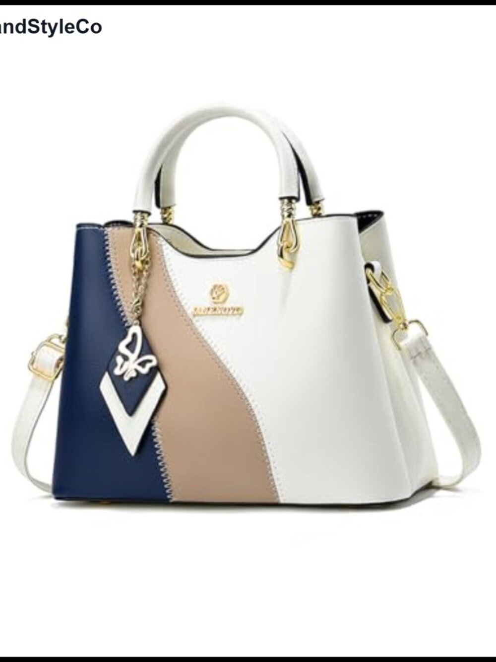 PU Leather Small Top Handle Crossbody Satchel Multi Compartment